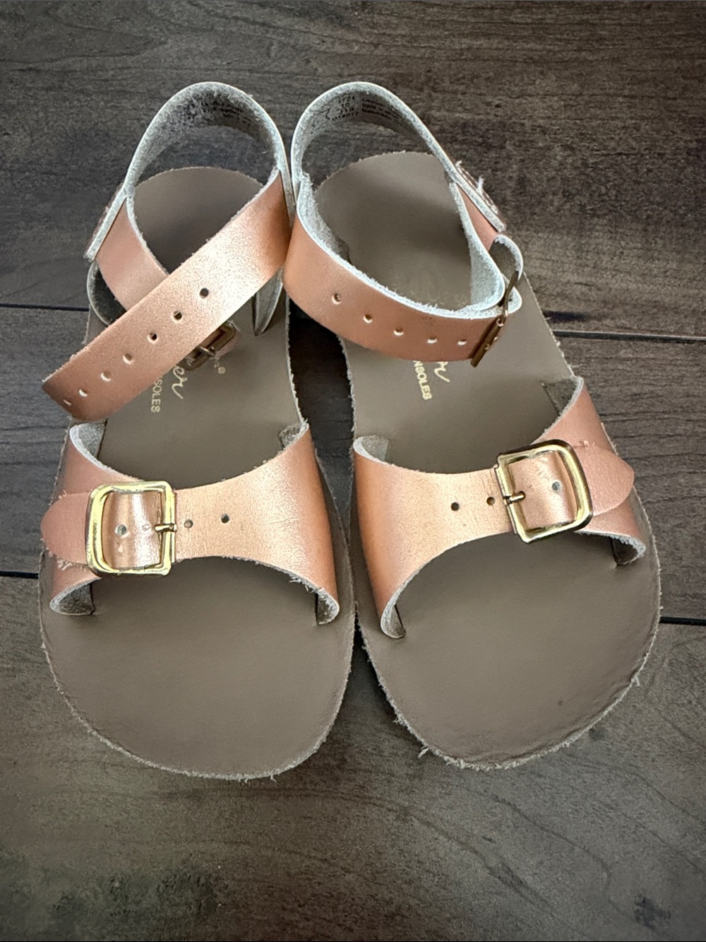 Kids Metallic Rose Gold Buckle saltwater  Sandals